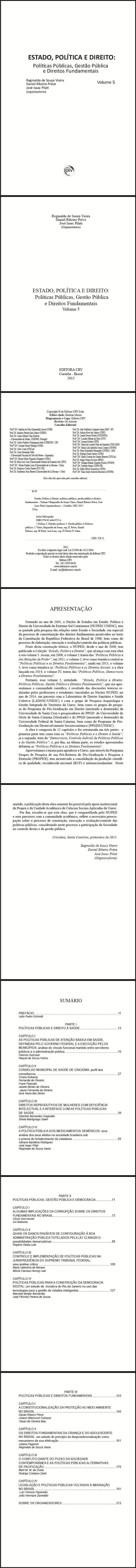 ESTADO, POLÍTICA E DIREITO:<br>políticas públicas, gestão pública e direitos fundamentais<br>Volume 5